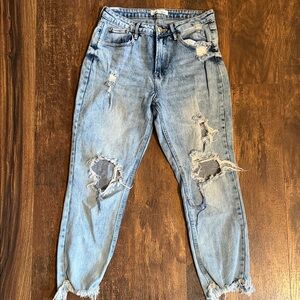 Almost Famous Light Blue Distressed Boyfriend Jeans